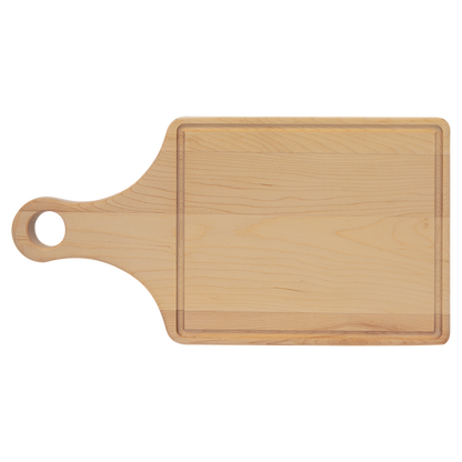 Custom Branded Maple Paddle Cutting Board with Drip Ring