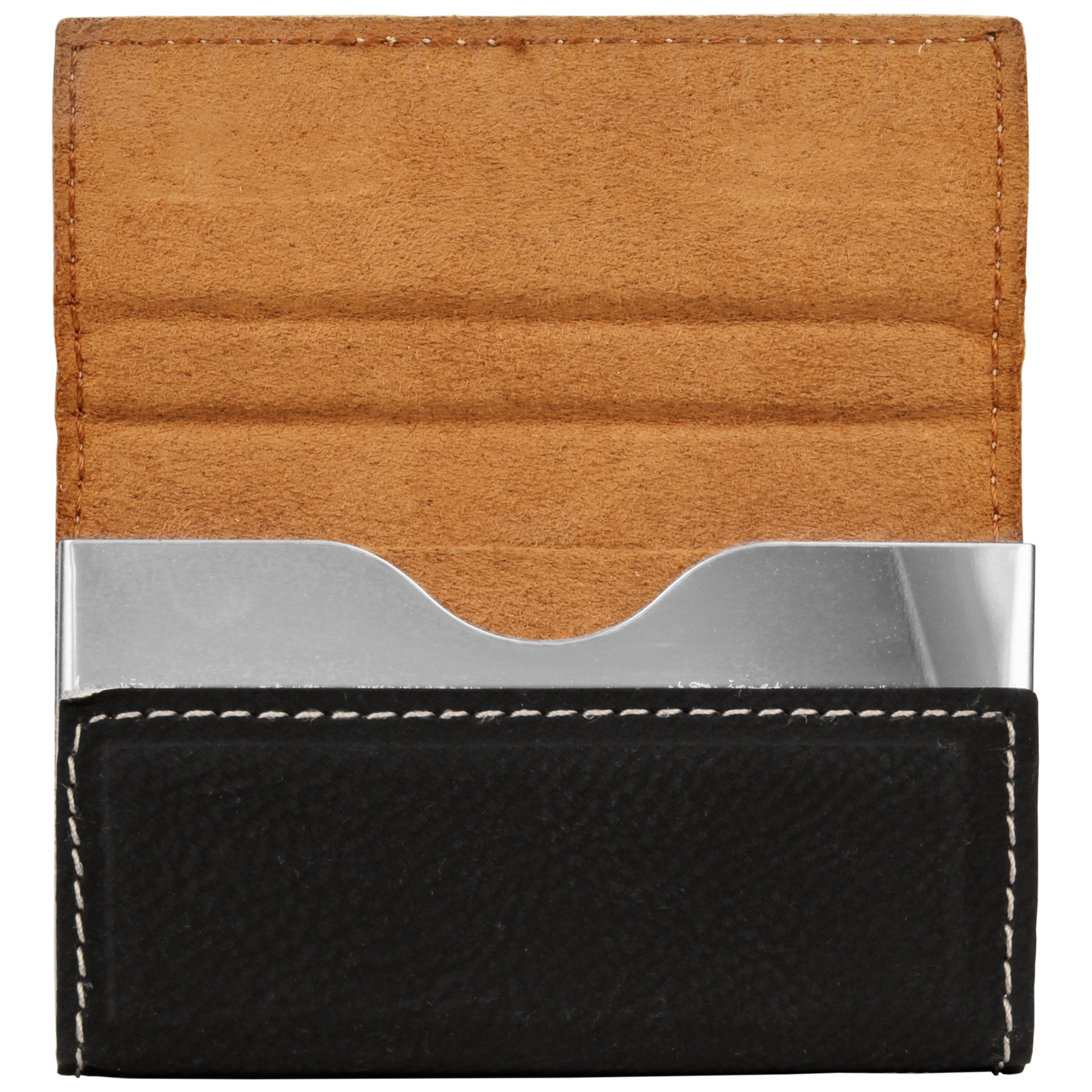3 3/4" x 2 3/4" Custom Engraved Leatherette Hard Business Card Holder