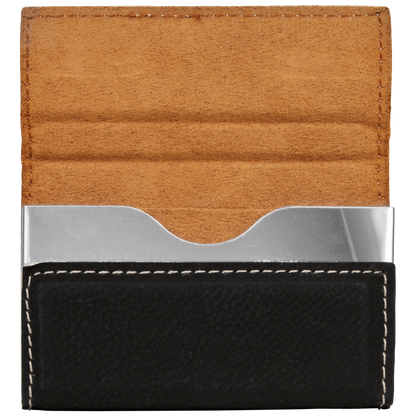 3 3/4" x 2 3/4" Custom Engraved Leatherette Hard Business Card Holder