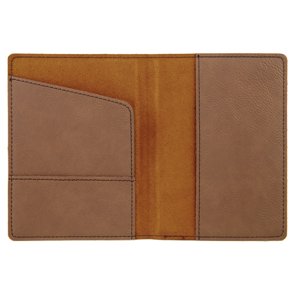 4 1/4" x 5 1/2" Custom Engraved Leatherette Passport Holder