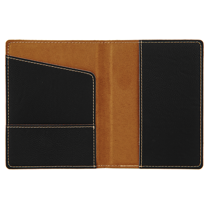 4 1/4" x 5 1/2" Custom Engraved Leatherette Passport Holder