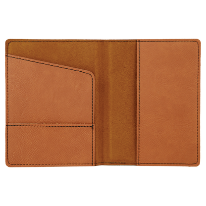 4 1/4" x 5 1/2" Custom Engraved Leatherette Passport Holder