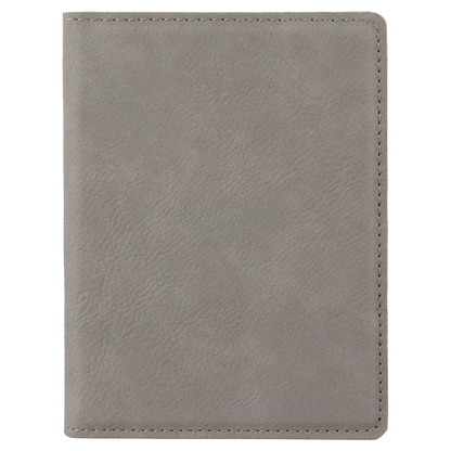 4 1/4" x 5 1/2" Custom Engraved Leatherette Passport Holder