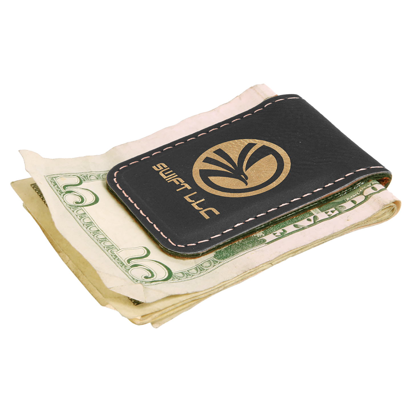 1 3/4" x 2 1/2" Laserable Leatherette Money Clip