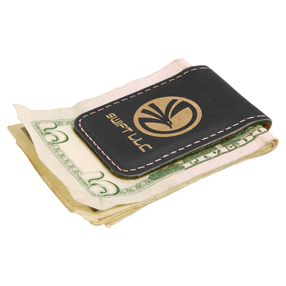 1 3/4" x 2 1/2" Laserable Leatherette Money Clip