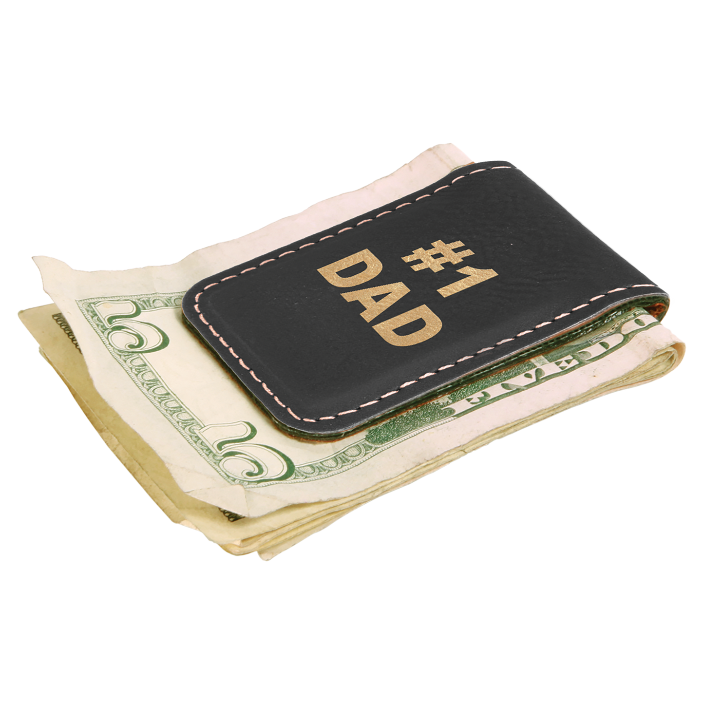 1 3/4" x 2 1/2" Laserable Leatherette Money Clip