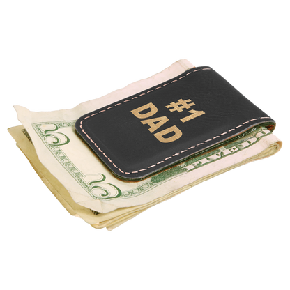 1 3/4" x 2 1/2" Laserable Leatherette Money Clip