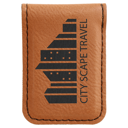 1 3/4" x 2 1/2" Laserable Leatherette Money Clip