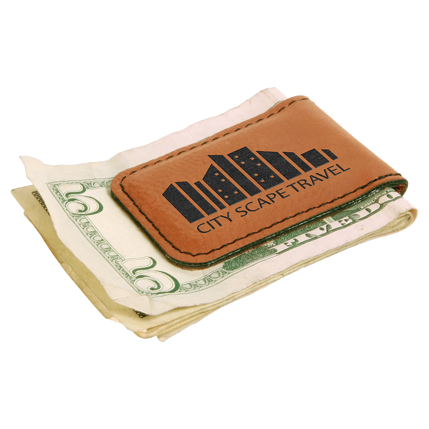 1 3/4" x 2 1/2" Laserable Leatherette Money Clip
