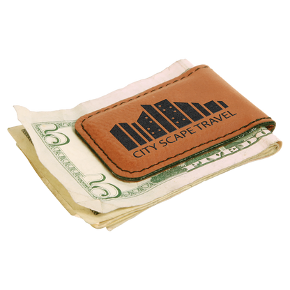 1 3/4" x 2 1/2" Laserable Leatherette Money Clip