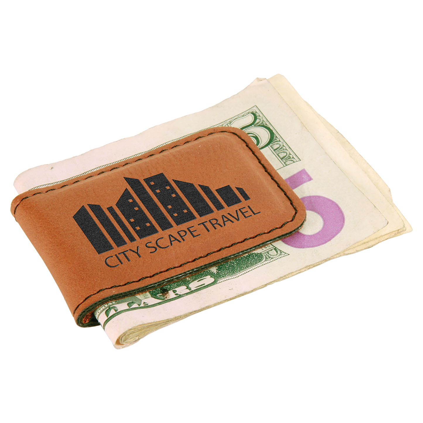 1 3/4" x 2 1/2" Laserable Leatherette Money Clip