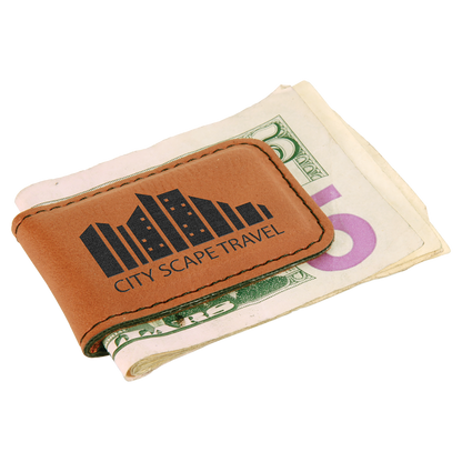 1 3/4" x 2 1/2" Laserable Leatherette Money Clip