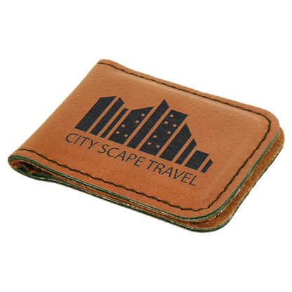 1 3/4" x 2 1/2" Laserable Leatherette Money Clip
