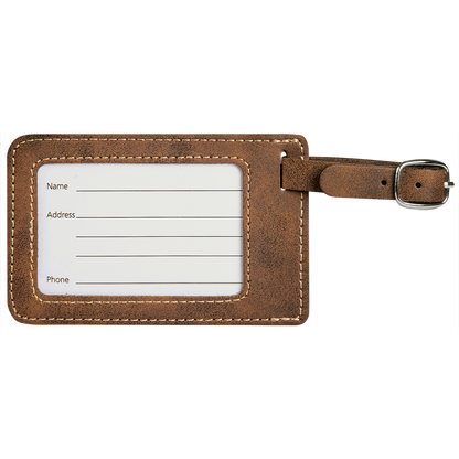 4 1/4" x 2 3/4" Custom Engraved Leatherette Luggage Tag