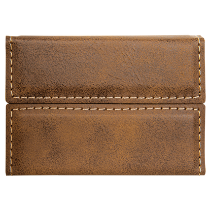 3 3/4" x 2 3/4" Custom Engraved Leatherette Hard Business Card Holder