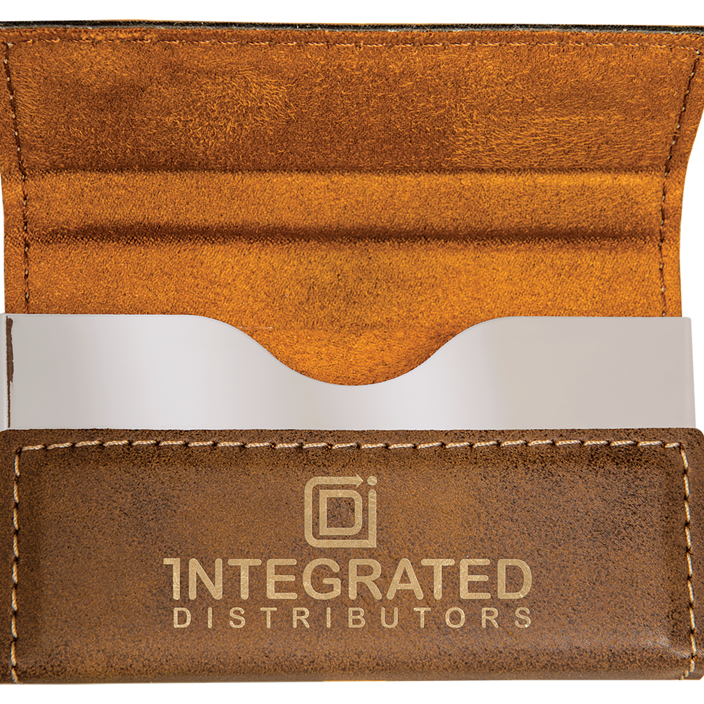 3 3/4" x 2 3/4" Custom Engraved Leatherette Hard Business Card Holder