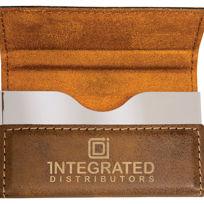 3 3/4" x 2 3/4" Custom Engraved Leatherette Hard Business Card Holder