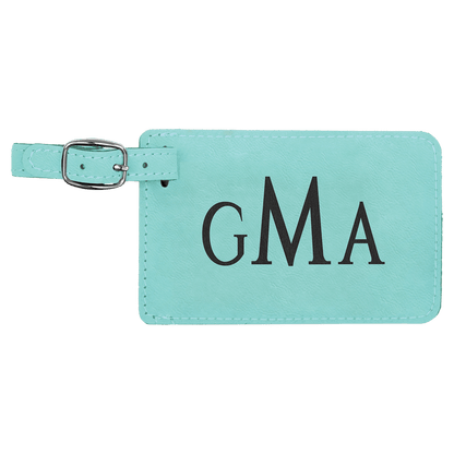 Teal 4 1/4" x 2 3/4" Laserable Leatherette Luggage Tag
