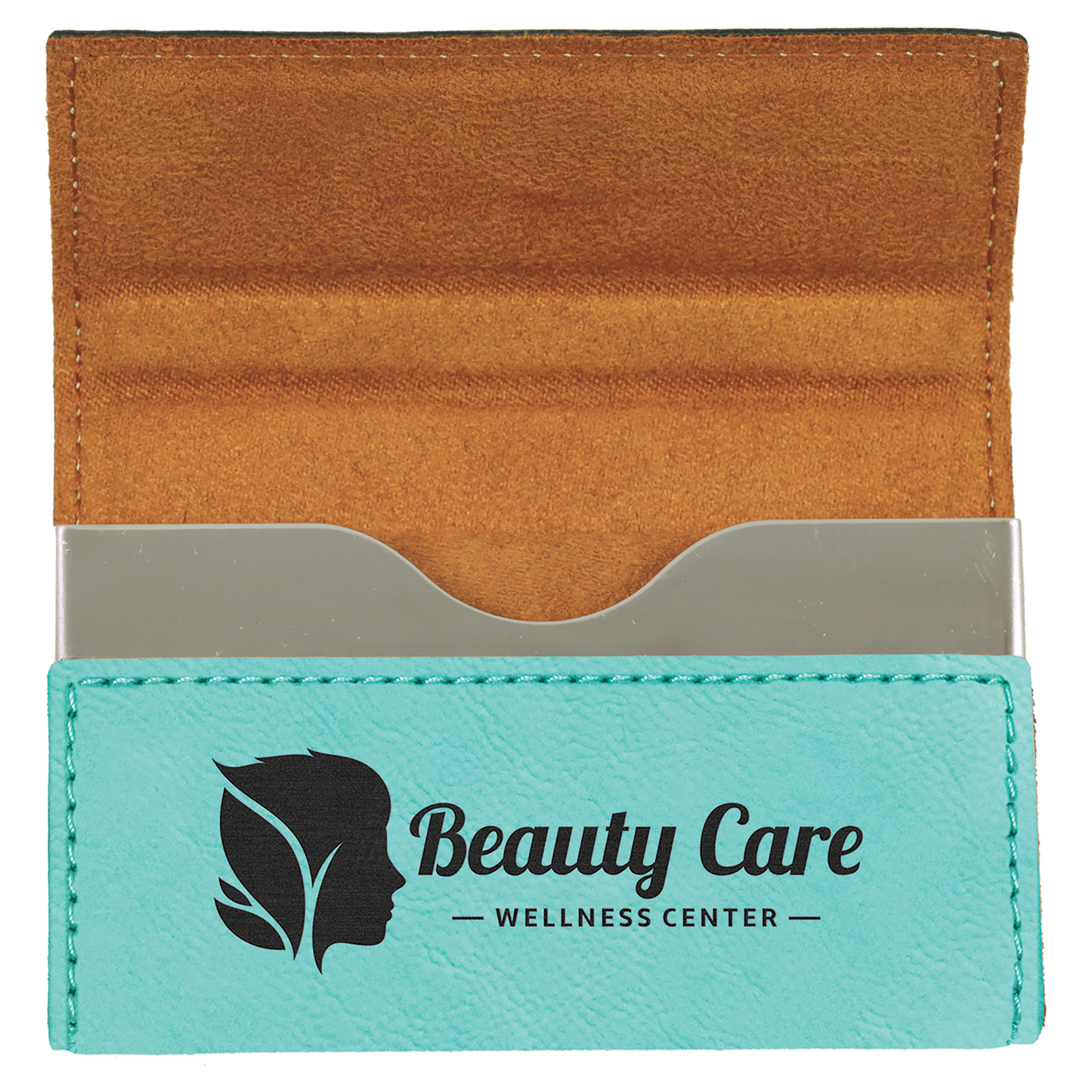 3 3/4" x 2 3/4" Custom Engraved Leatherette Hard Business Card Holder