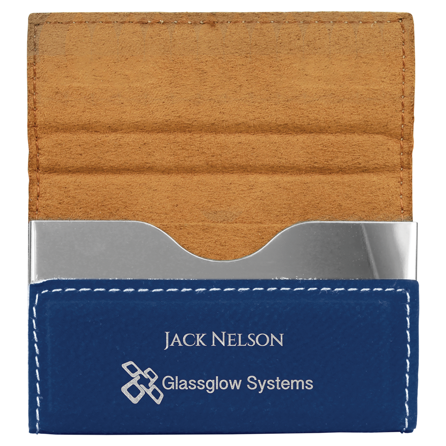 3 3/4" x 2 3/4" Custom Engraved Leatherette Hard Business Card Holder