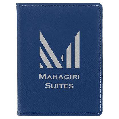 Blue/Silver 4 1/4" x 5 1/2" Laserable Leatherette Passport Holder