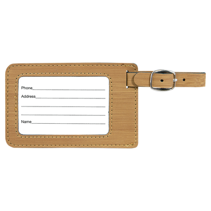 4 1/4" x 2 3/4" Custom Engraved Leatherette Luggage Tag