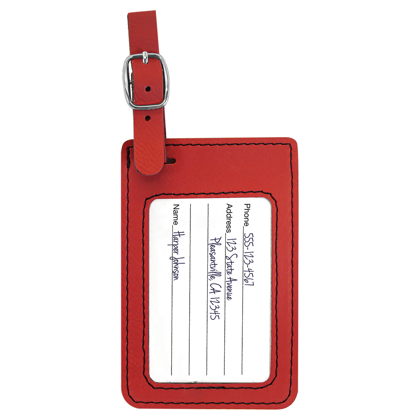 4 1/4" x 2 3/4" Custom Engraved Leatherette Luggage Tag