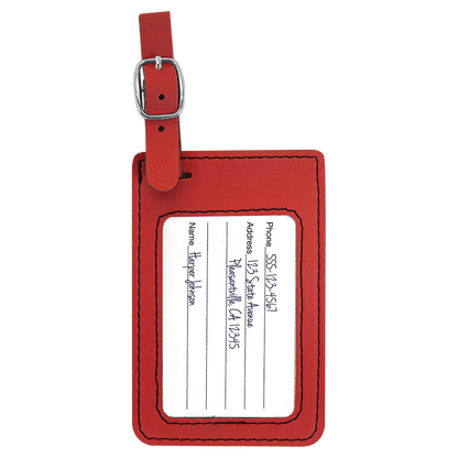 4 1/4" x 2 3/4" Custom Engraved Leatherette Luggage Tag