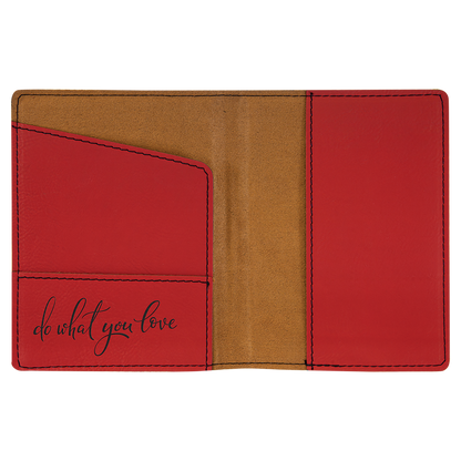 4 1/4" x 5 1/2" Custom Engraved Leatherette Passport Holder