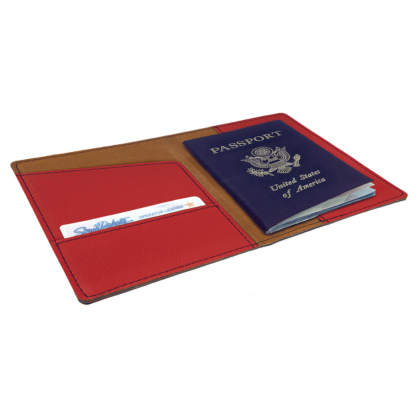 4 1/4" x 5 1/2" Custom Engraved Leatherette Passport Holder