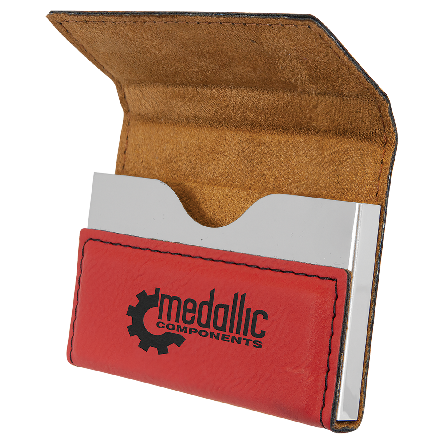 3 3/4" x 2 3/4" Custom Engraved Leatherette Hard Business Card Holder
