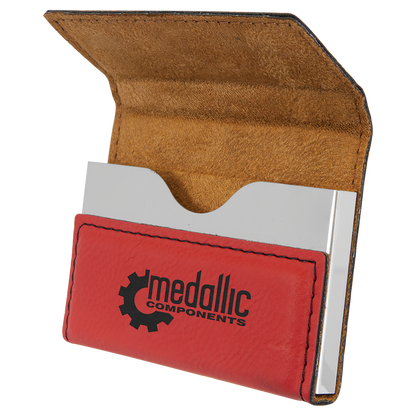3 3/4" x 2 3/4" Custom Engraved Leatherette Hard Business Card Holder