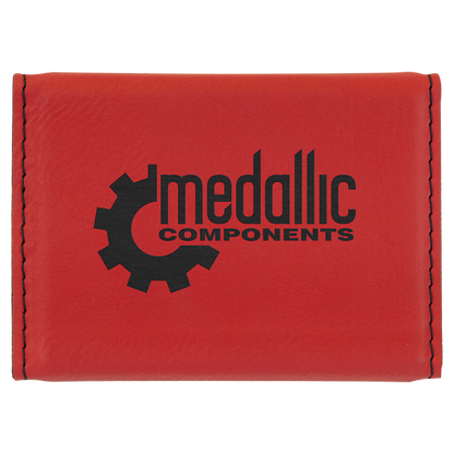 3 3/4" x 2 3/4" Custom Engraved Leatherette Hard Business Card Holder
