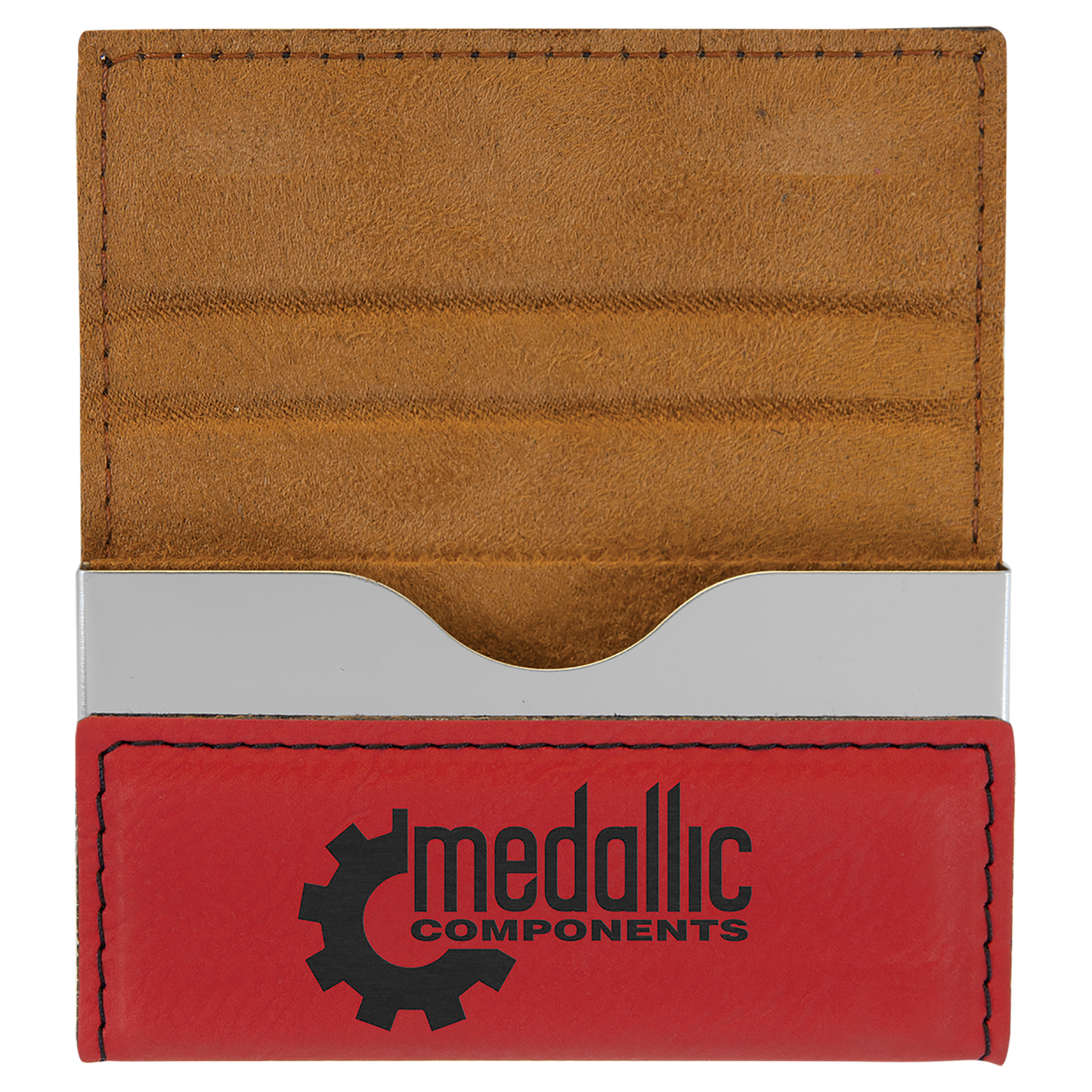 3 3/4" x 2 3/4" Custom Engraved Leatherette Hard Business Card Holder
