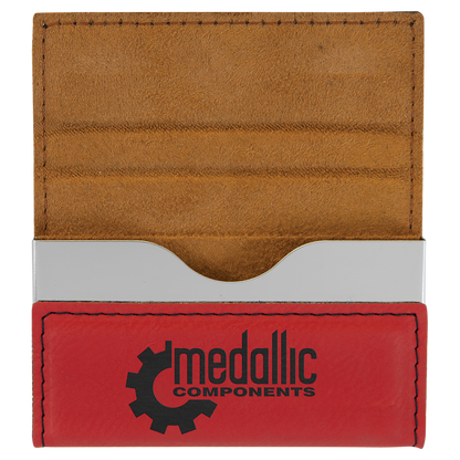3 3/4" x 2 3/4" Custom Engraved Leatherette Hard Business Card Holder