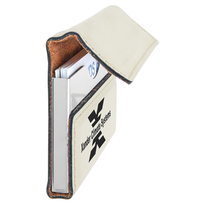 3 3/4" x 2 3/4" Custom Engraved Leatherette Hard Business Card Holder