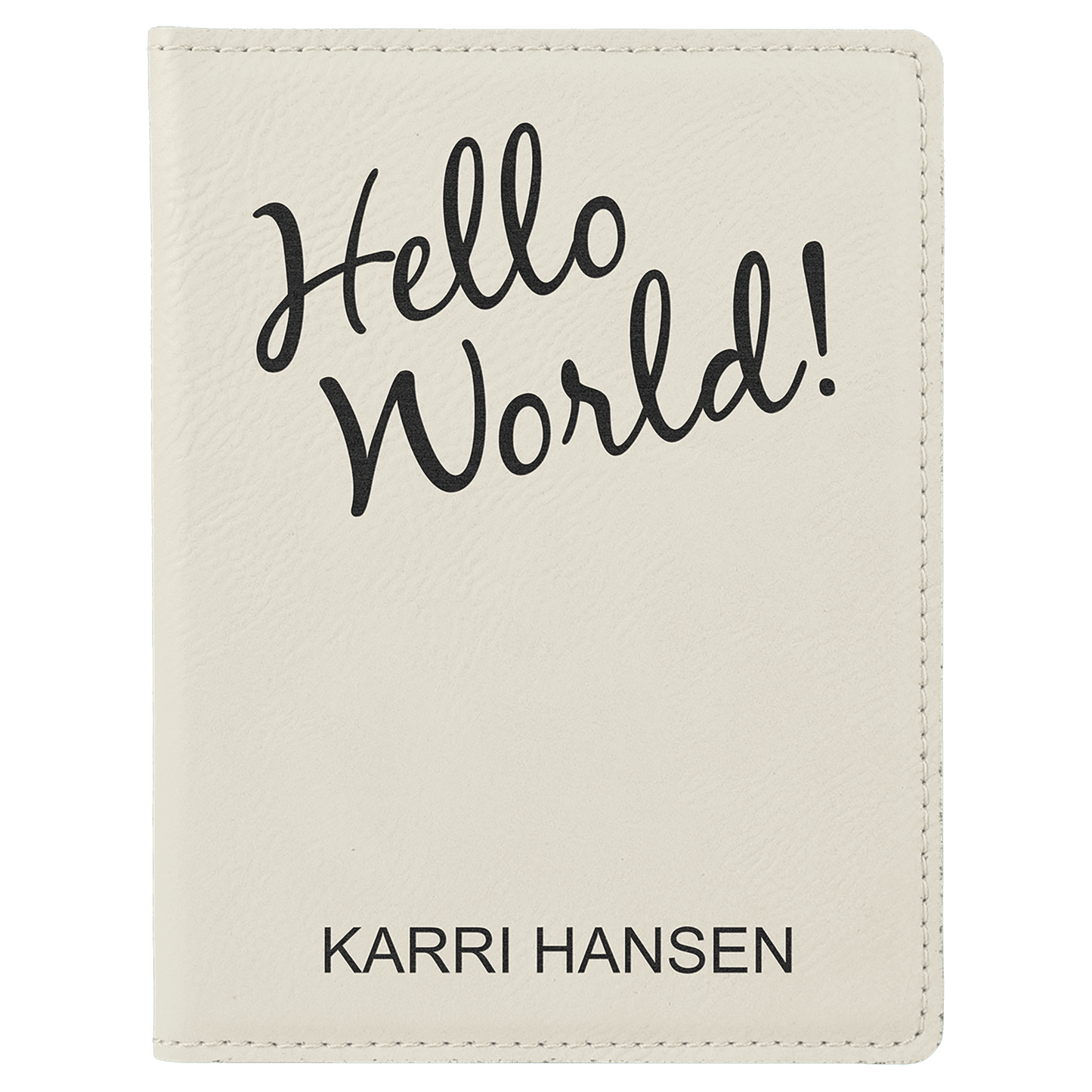 White 4 1/4" x 5 1/2" Laserable Leatherette Passport Holder