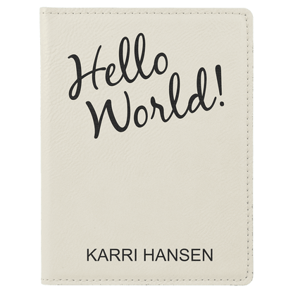 White 4 1/4" x 5 1/2" Laserable Leatherette Passport Holder