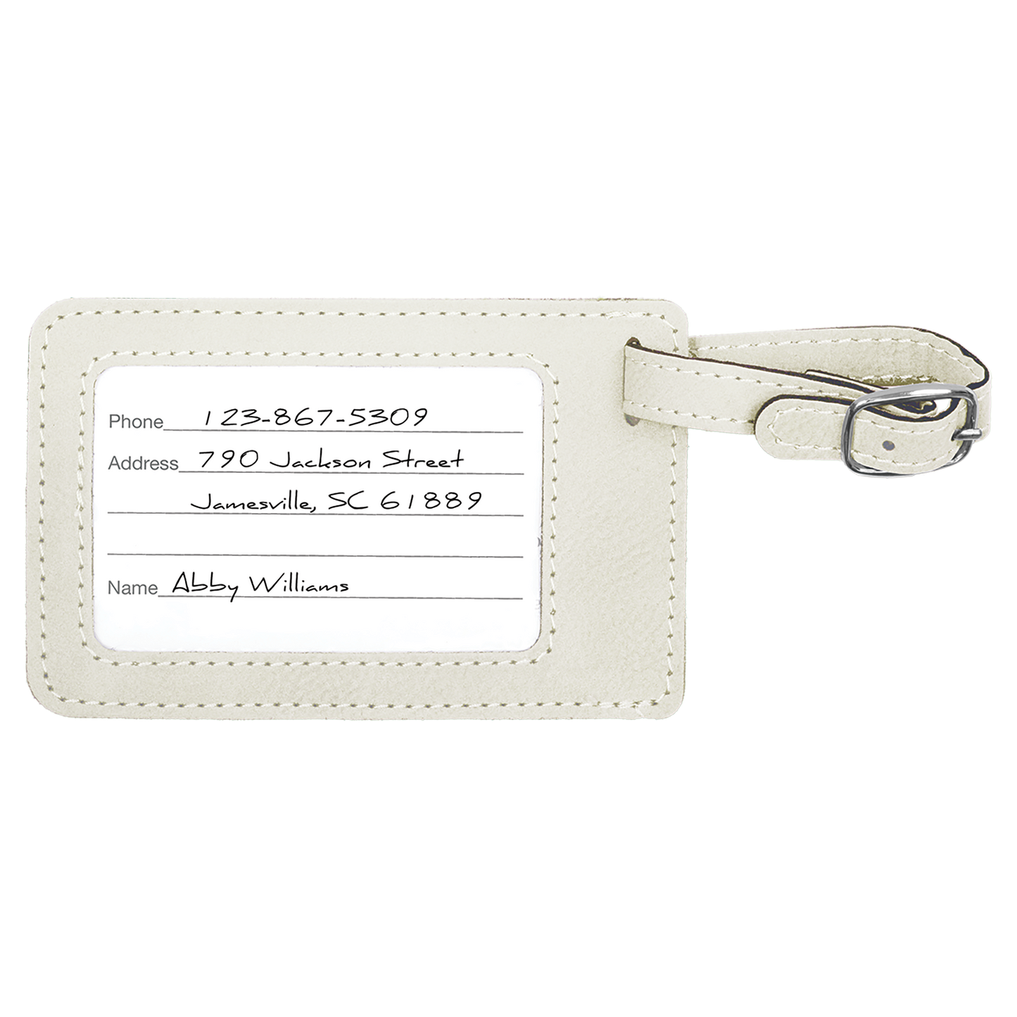 4 1/4" x 2 3/4" Custom Engraved Leatherette Luggage Tag