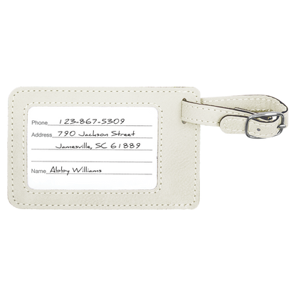4 1/4" x 2 3/4" Custom Engraved Leatherette Luggage Tag