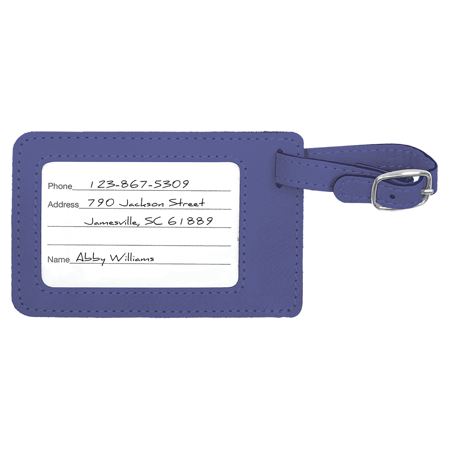 4 1/4" x 2 3/4" Custom Engraved Leatherette Luggage Tag