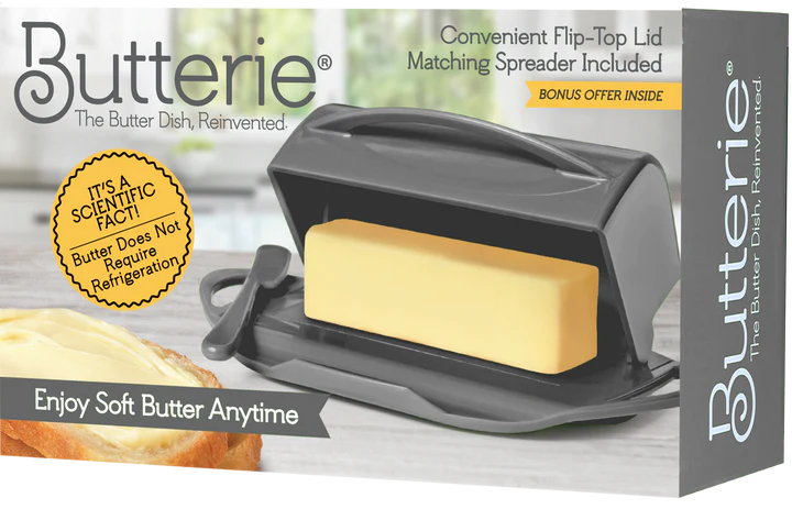Butterie Butter Dish with attached Flip-Top Lid