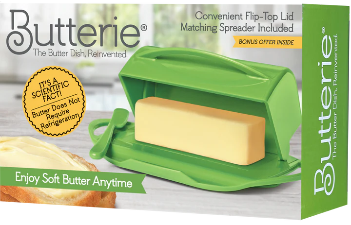 Butterie Butter Dish with attached Flip-Top Lid
