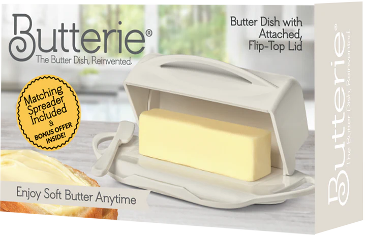 Butterie Butter Dish with attached Flip-Top Lid
