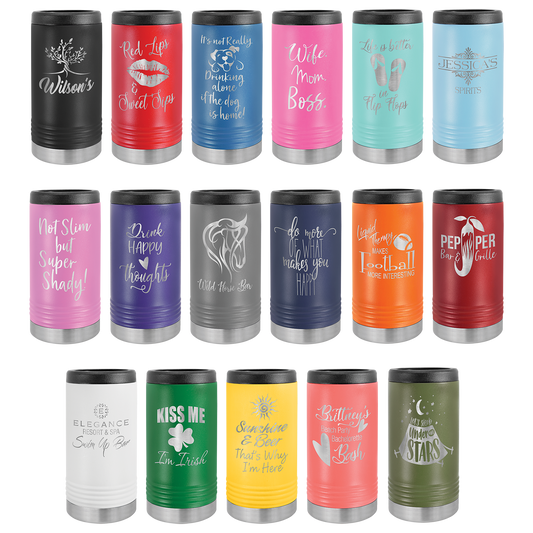 Custom Laser Engraved Stainless Slim Beverage Holder - Upload Your Logo, Brand, or Image