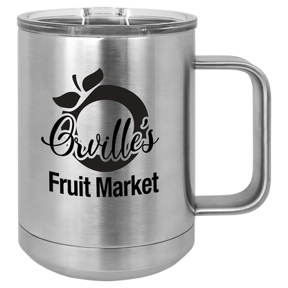 Custom Laser Engraved Powder-Coated Stainless Steel Coffee Mug - Upload Your Logo, Brand, or Image
