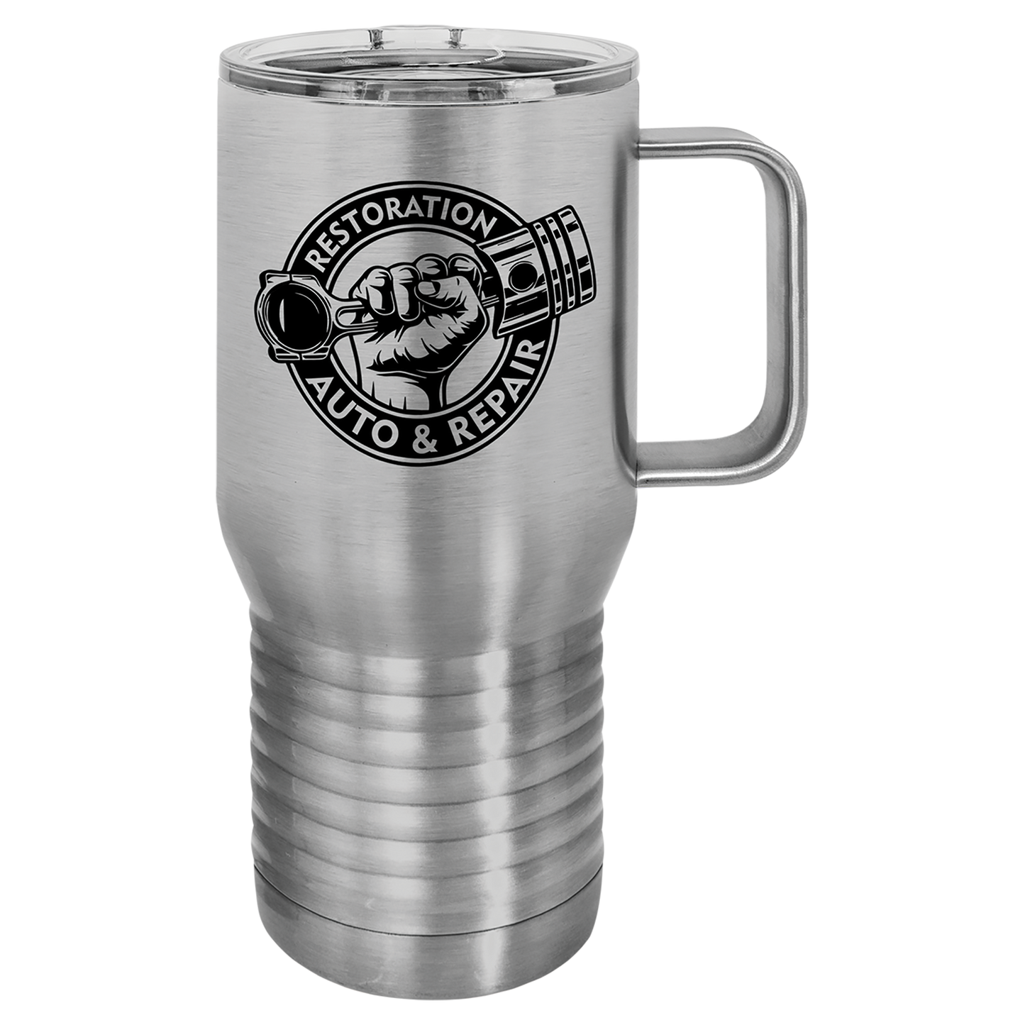 Custom Branded 20 oz Powder-Coated Stainless Steel Travel Mug - Laser Engraved