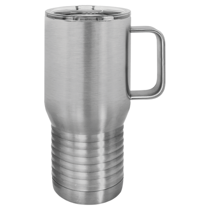 Custom Branded 20 oz Powder-Coated Stainless Steel Travel Mug - Laser Engraved