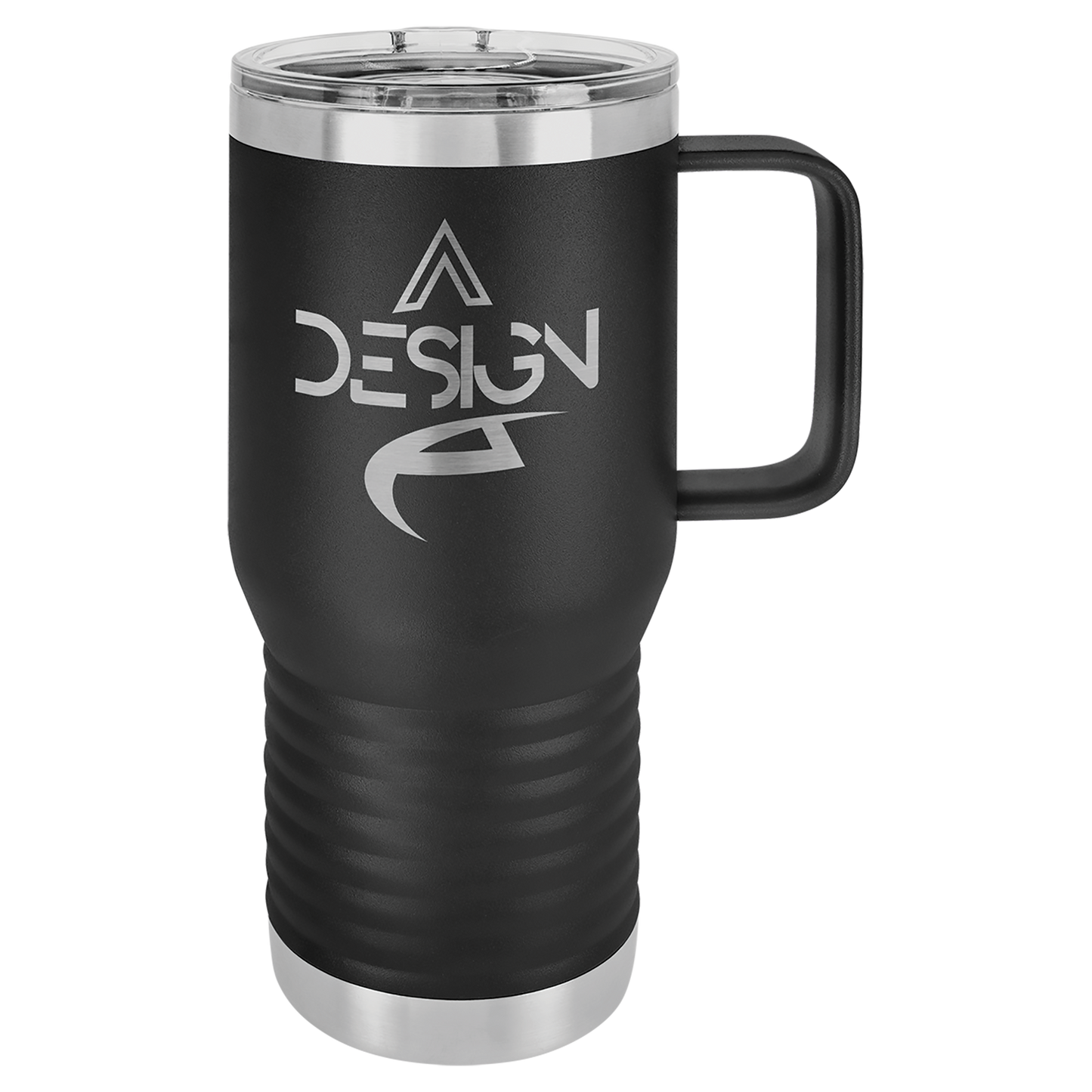 Custom Branded 20 oz Powder-Coated Stainless Steel Travel Mug - Laser Engraved