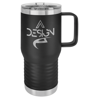 Custom Branded 20 oz Powder-Coated Stainless Steel Travel Mug - Laser Engraved